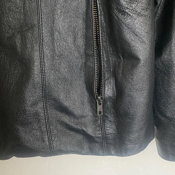 Classic Black Leather Zip Jacket - Picture 3 of 6